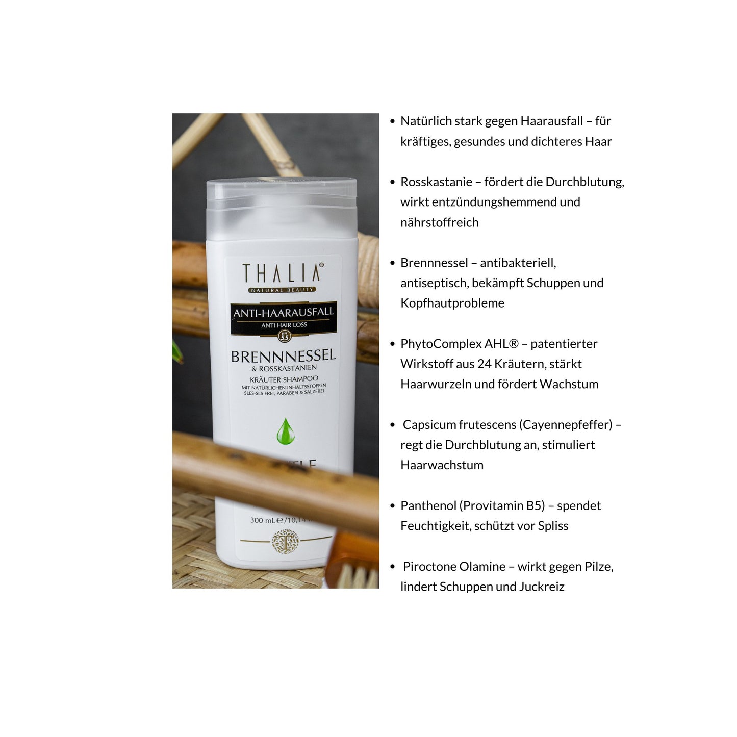 Brennnessel & Rosskastanien Shampoo 300ml - unterstützt das Haarwachstum
