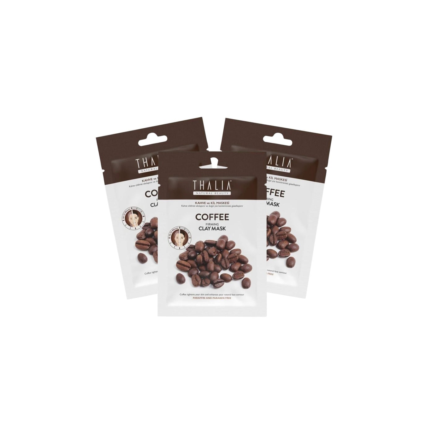 SparSet - 3x Kaffee-Tonerde Gesichtsmaske à 15ml (=45ml)