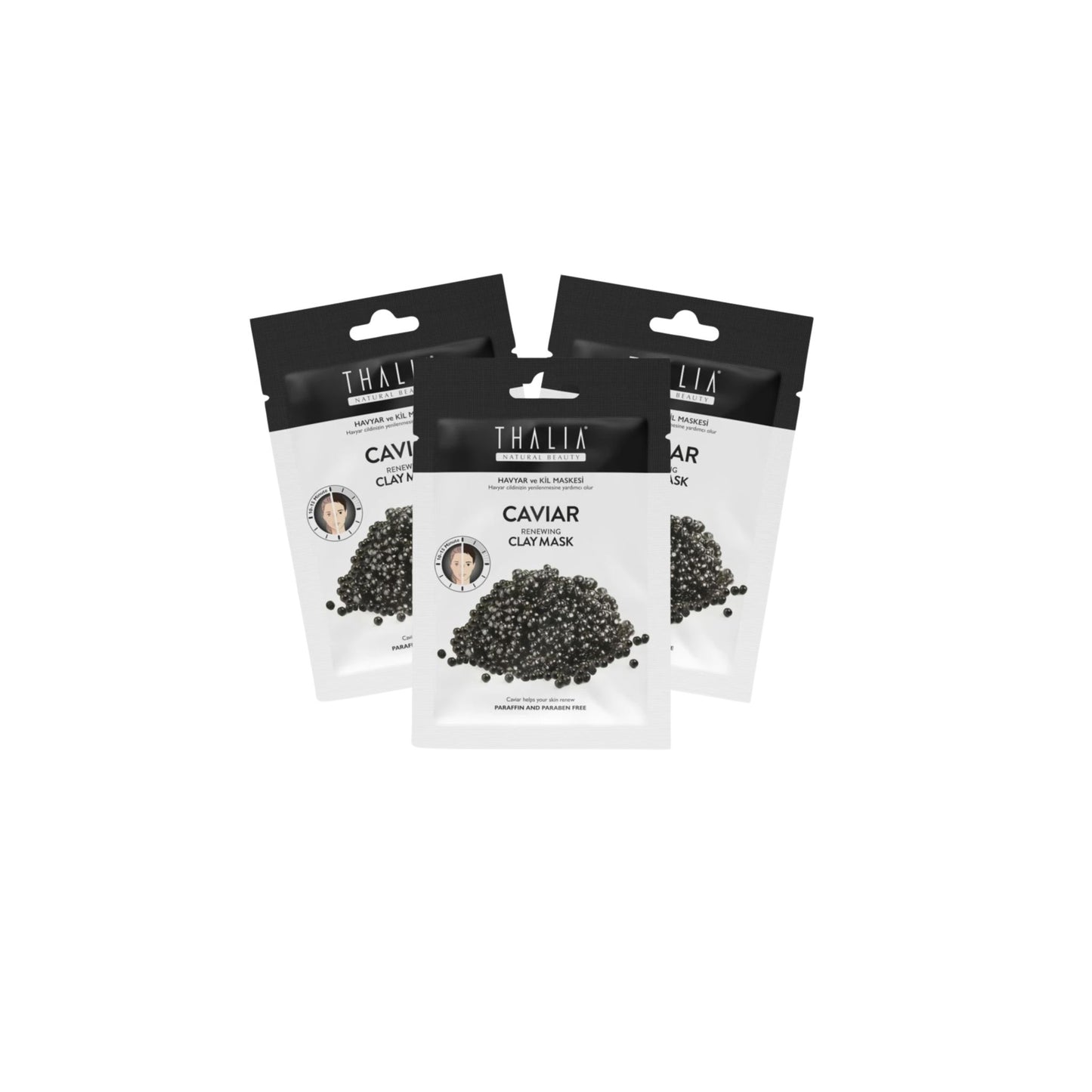 SparSet - 3x Kaviar-Tonerde Gesichtsmaske à 15ml (=45ml)