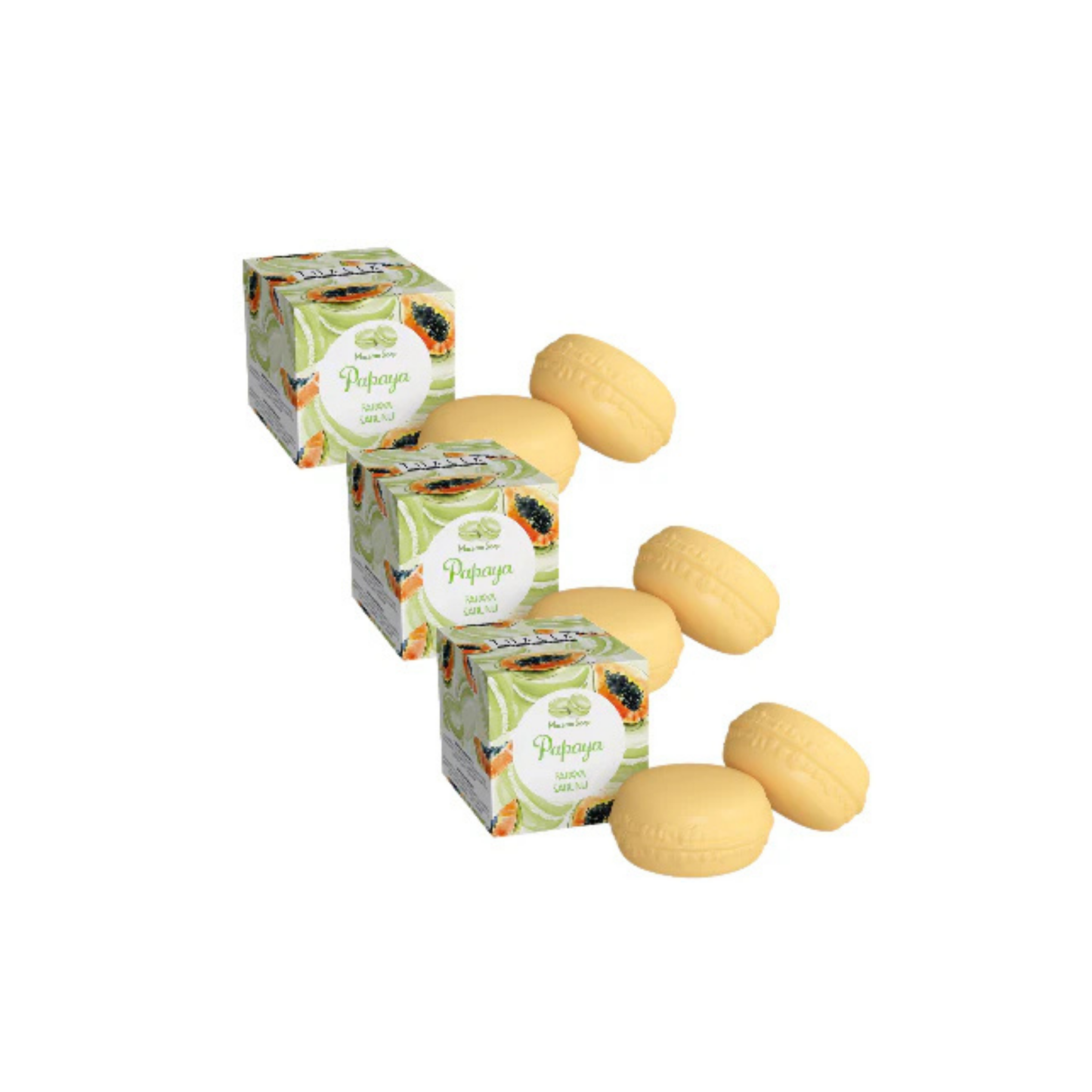 SparSet - 3x Macaron Seife Papaya à 100g