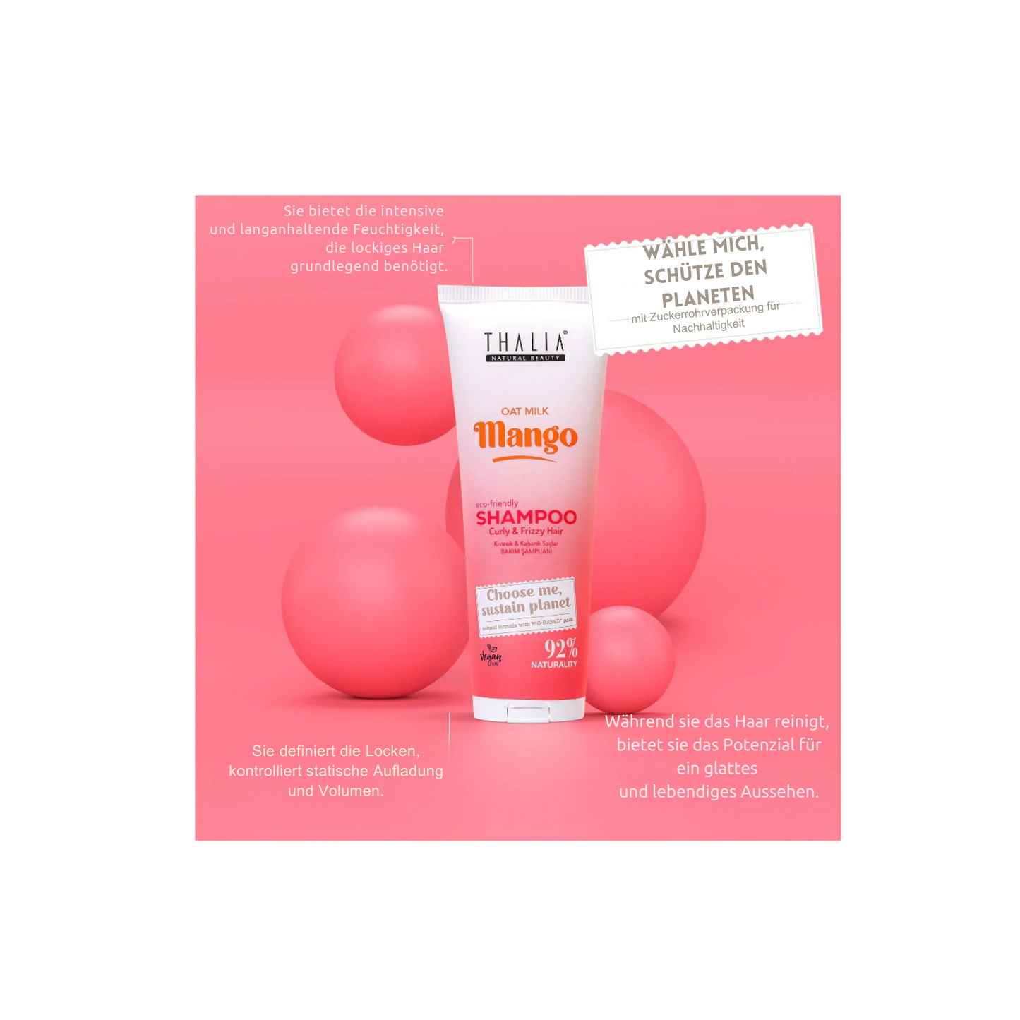 Sugarcane Hafermilch & Mango-Extrakt Shampoo - für lockiges & voluminöses Haar 250ml