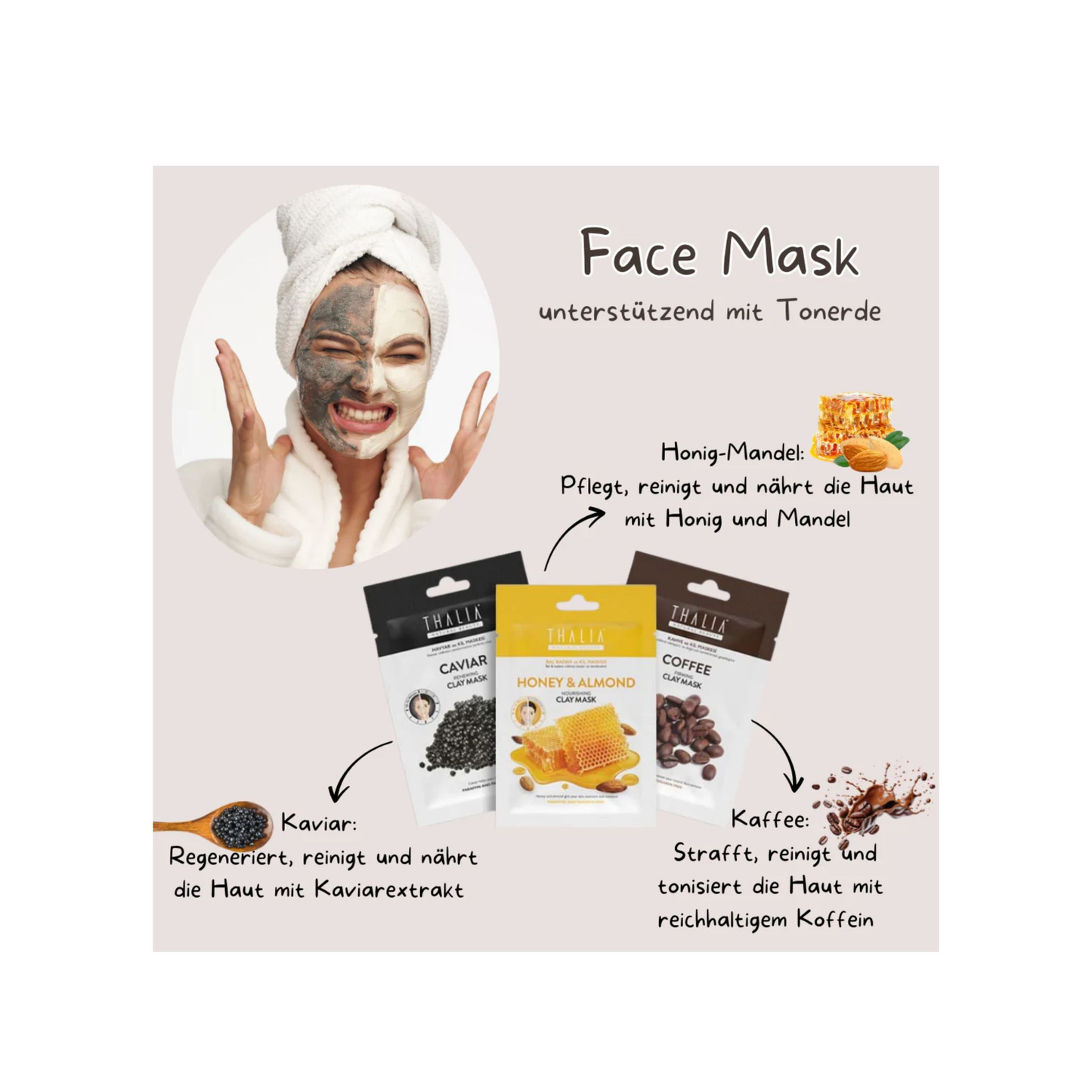 MixSet - Kaviar + Honig + Kaffee Gesichtsmaske à 15ml (=45ml)
