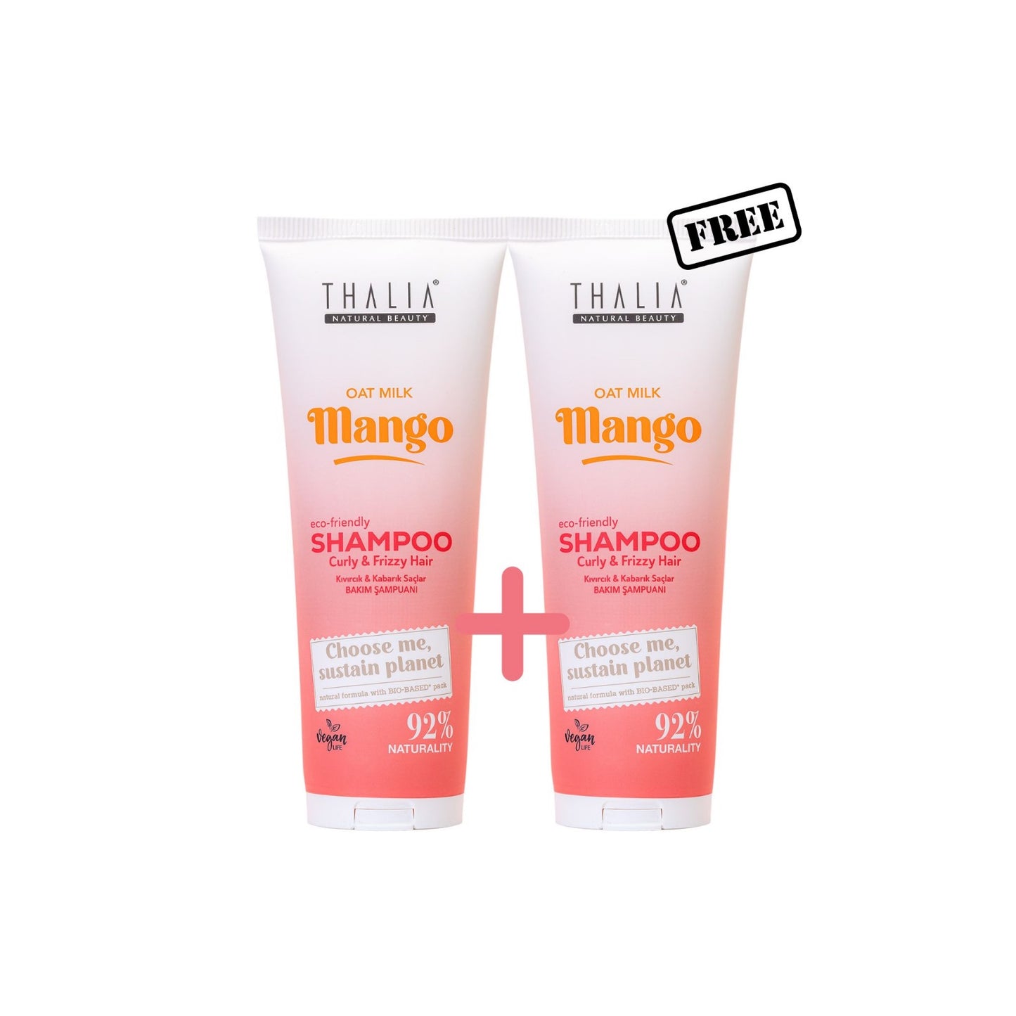 1 + 1 Gratis Sugarcane Hafermilch & Mango-Extrakt Shampoo - für lockiges & voluminöses Haar 250ml