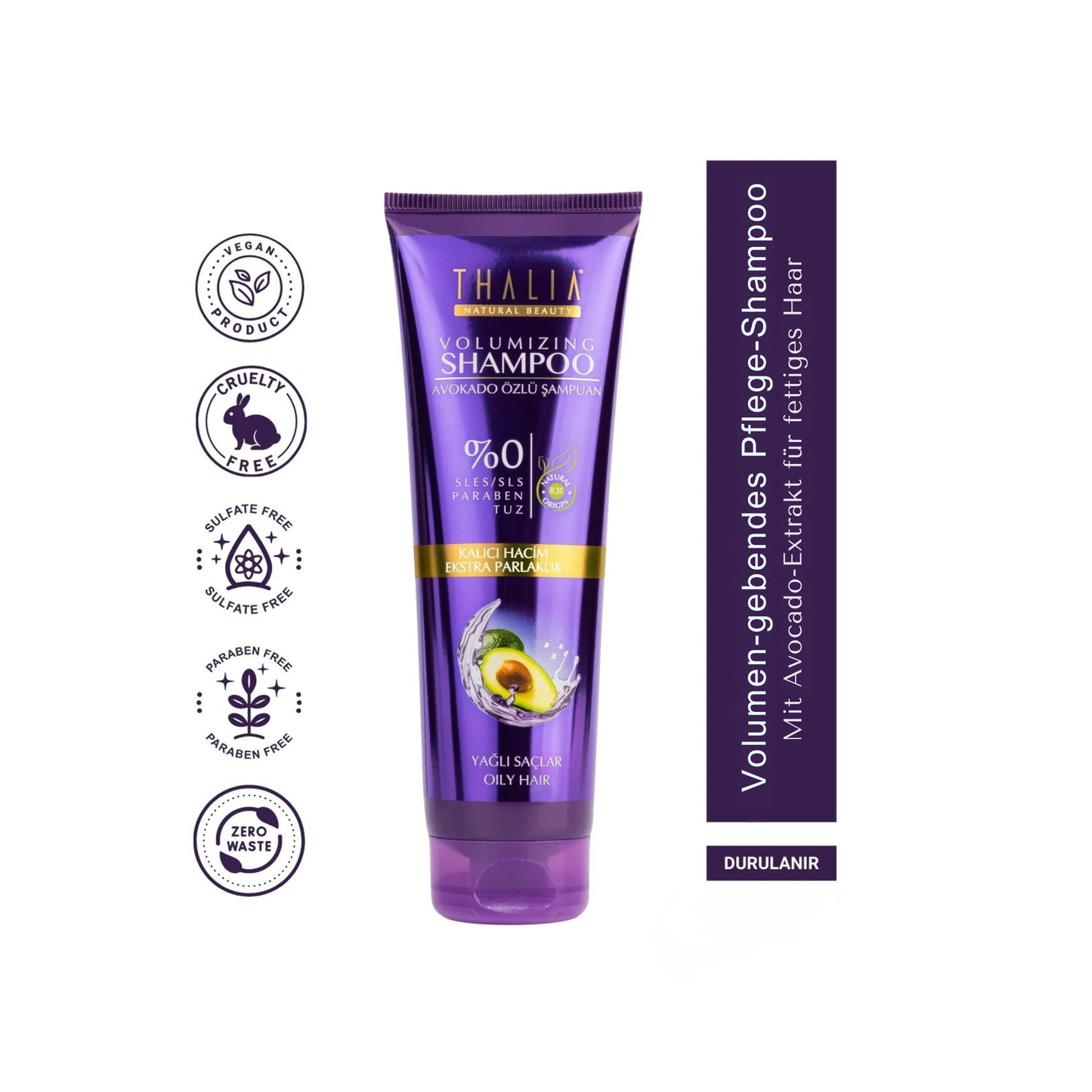 Thalia Avocado Öl Volumenshampoo für fettiges Haar (300 ML) – Sulfatfrei & Talgregulierend