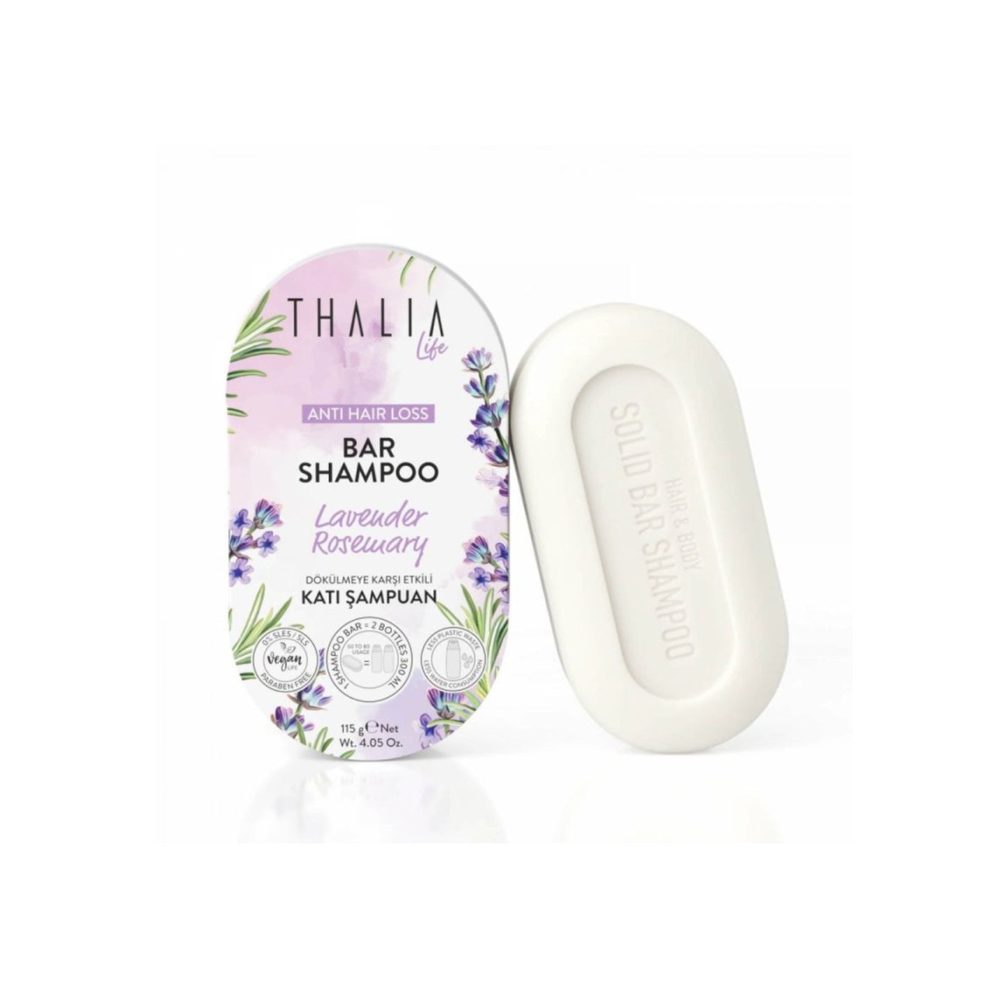 Lavendel & Rosemarin Bar (Seife) Shampoo - gegen Haarausfall 115g