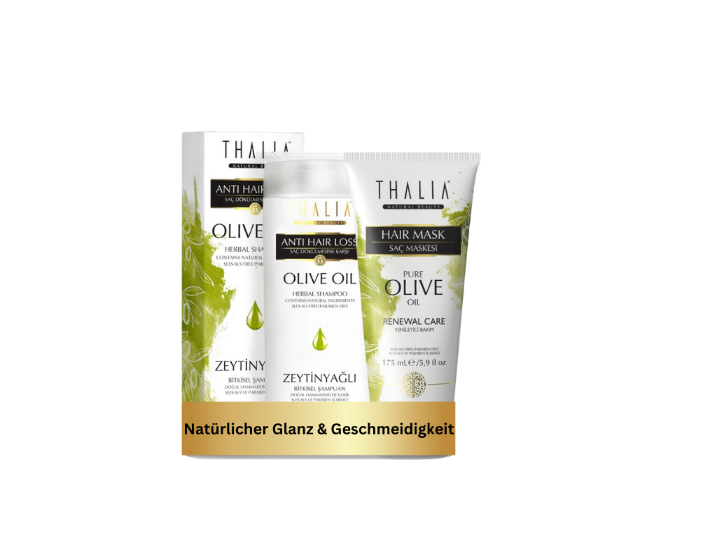 DuoSet Olivenöl Shampoo 300ml - für brüchiges Haar + Bio- Olivenöl & Macadamia Haarmaske 175ml