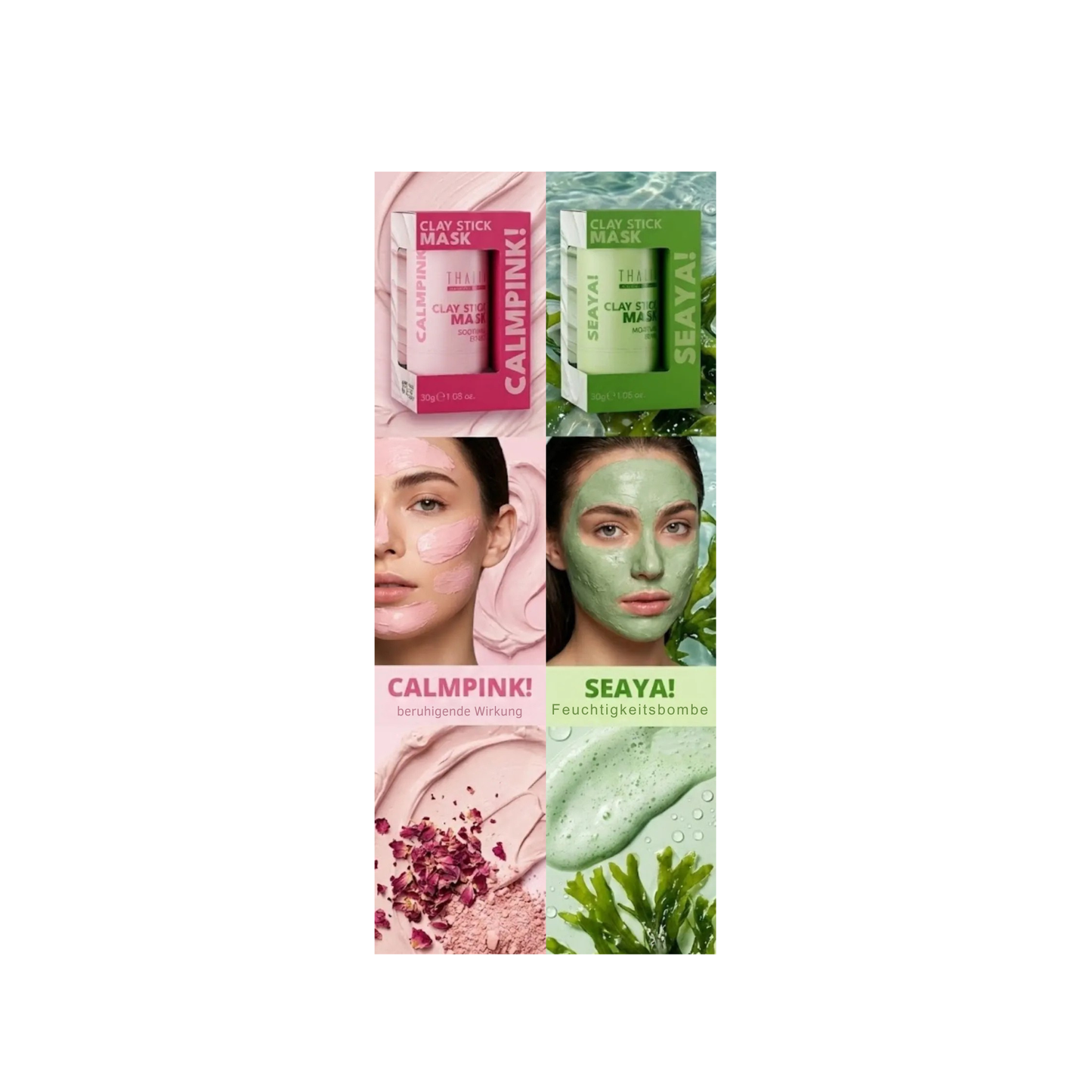 Clay Stick Mask Calm Pink! Tonerde-Stiftmaske Beruhigendes Pink! 30 g