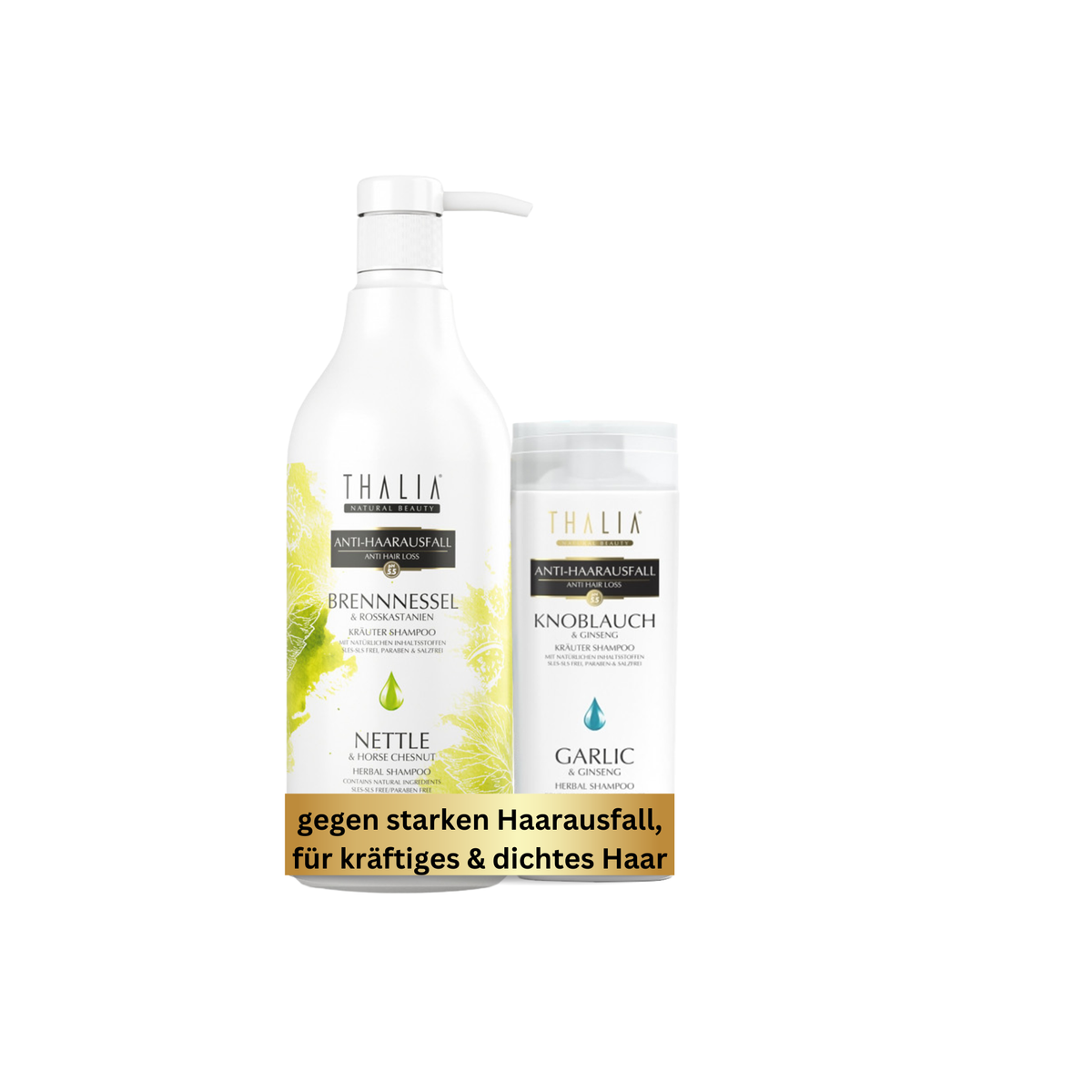 Duo Set Brennnessel & Rosskastanien Shampoo 1000ml & Knoblauch & Ginseng Shampoo 300ml