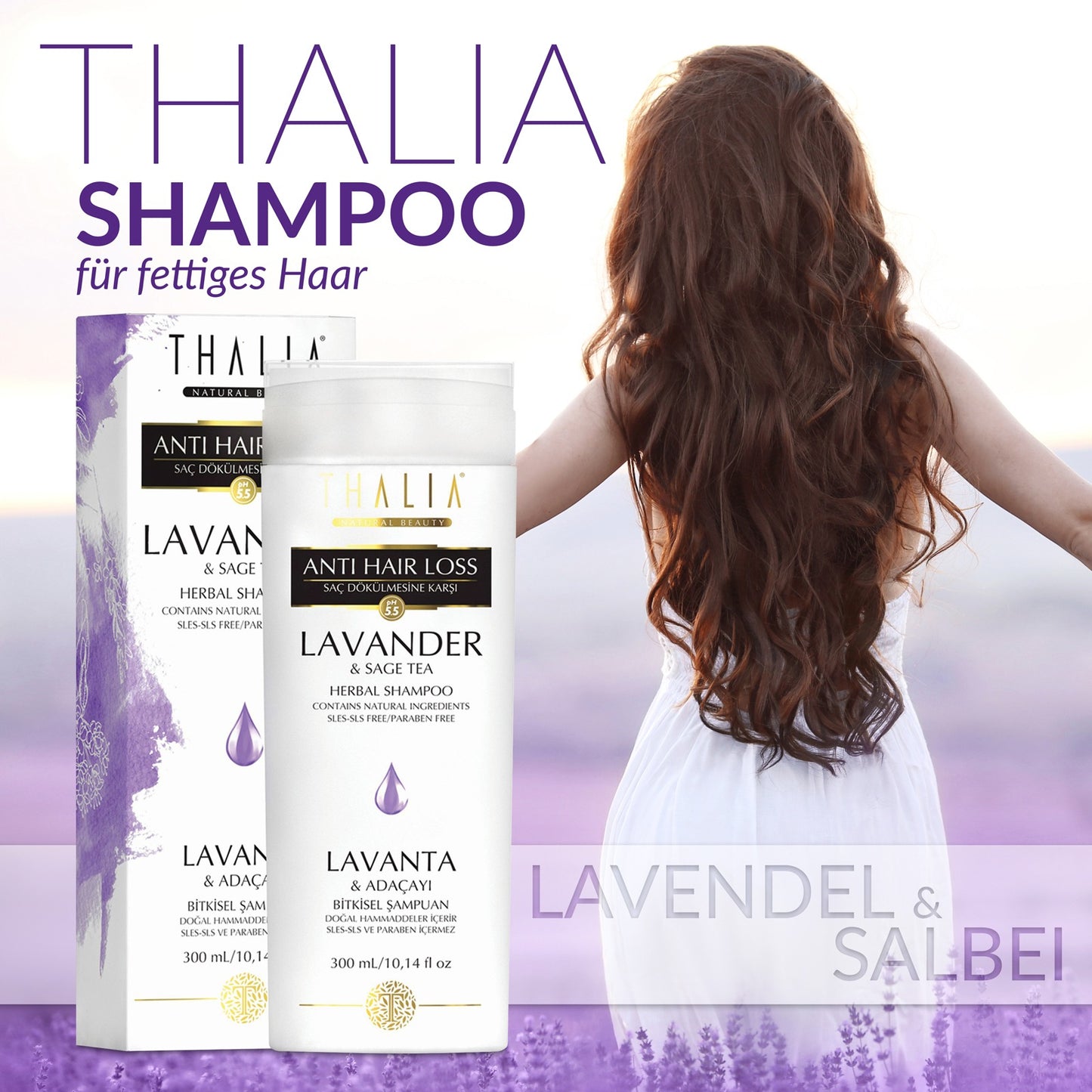 Lavendel & Salbei Shampoo 300ml - gegen fettige Haare