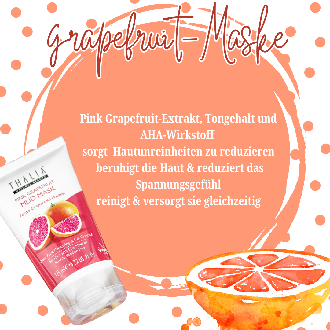 Pink Grapefruit Gesichtsmaske mit Ton (kil özü) 125ml