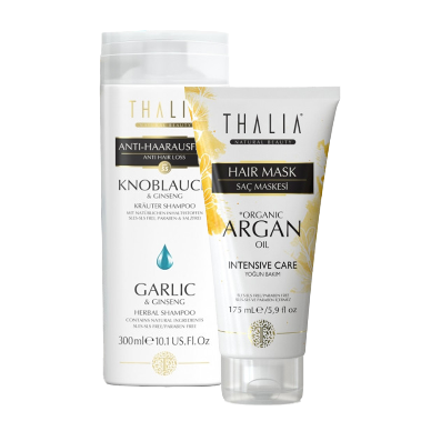 DuoSet Knoblauch Shampoo 300ml + Bio-Arganöl & Macadamia Haarmaske 175ml