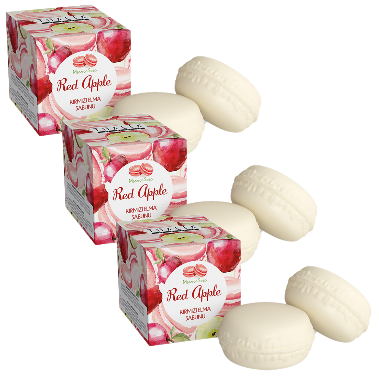 SparSet - 3x Macaron Seife Roter Apfel à 100g