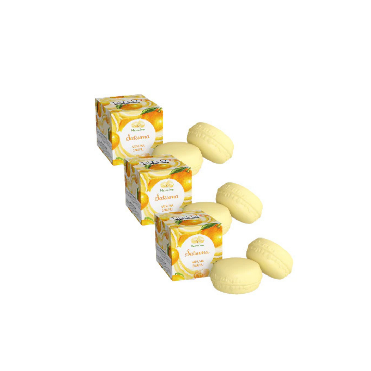 SparSet - 3x Macaron Seife Satsuma (Mandarin) à 100g