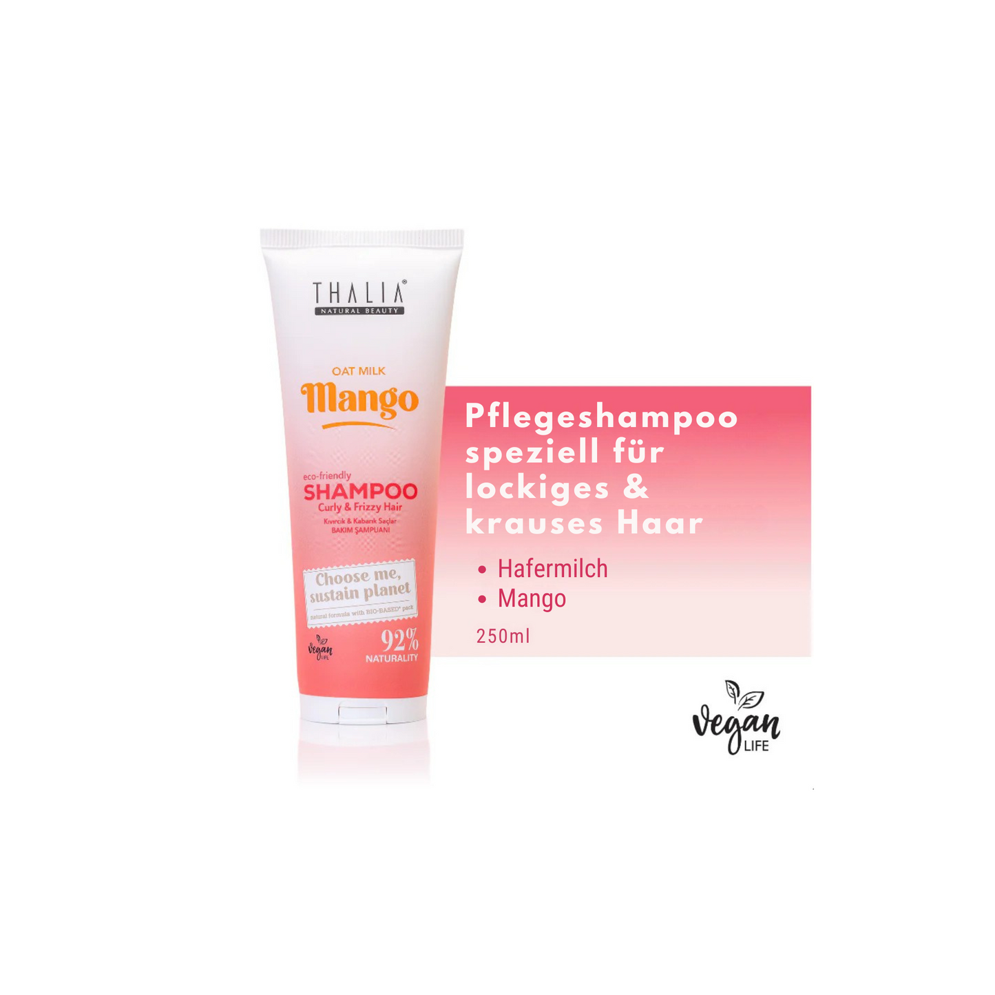 Sugarcane Hafermilch & Mango-Extrakt Shampoo - für lockiges & voluminöses Haar 250ml