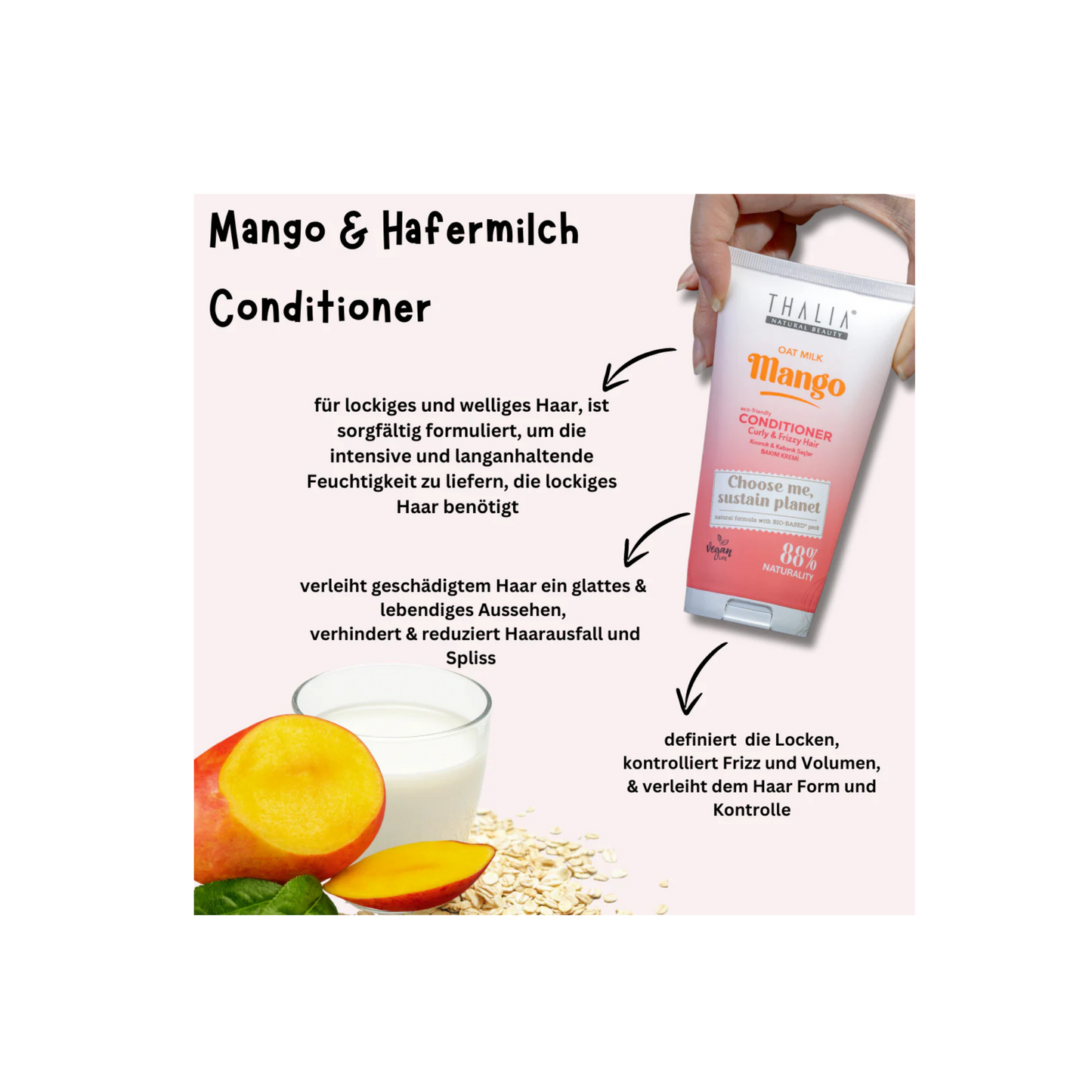 Sugarcane Hafermilch & Mango-Extrakt Conditioner - für lockiges & voluminöses Haar 150ml