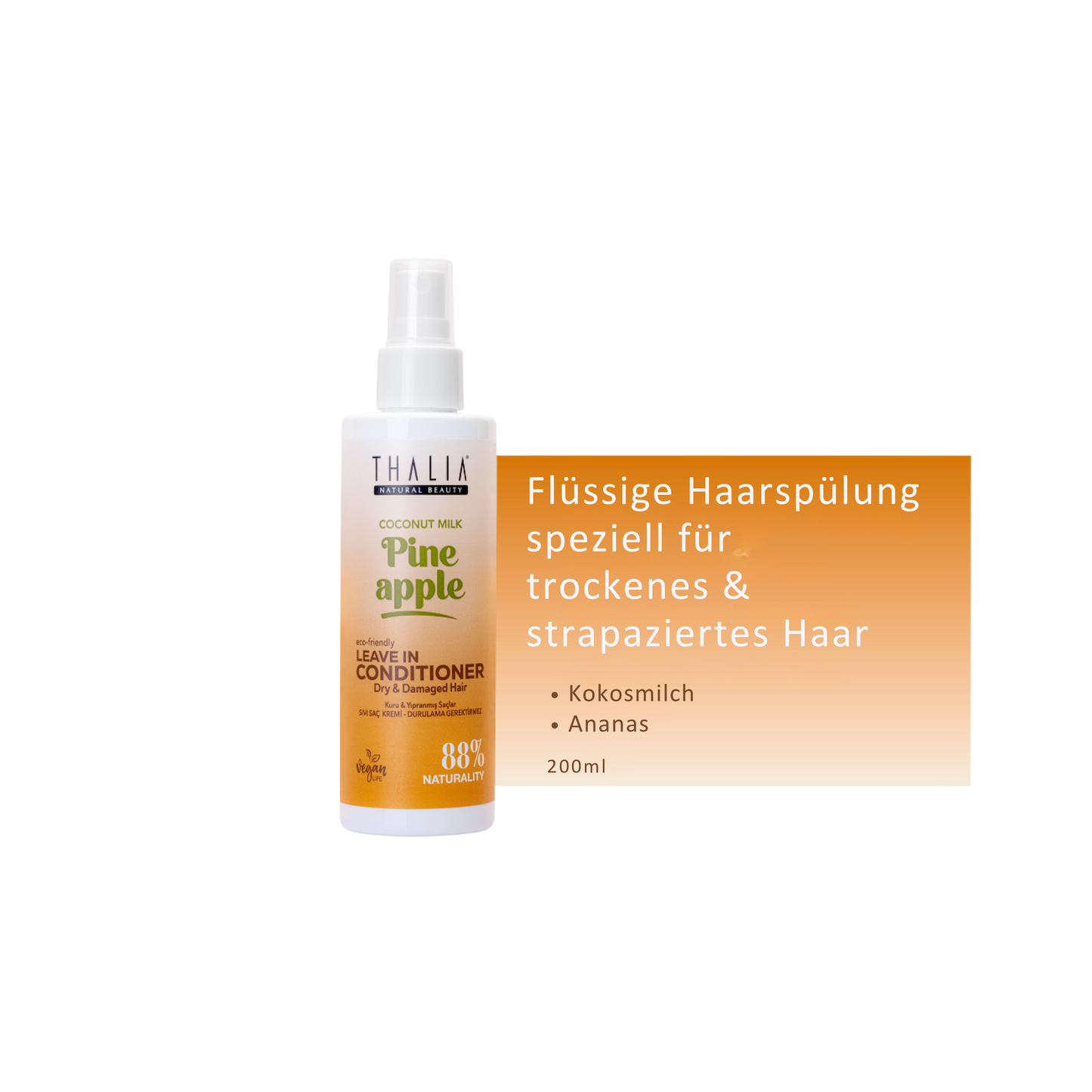 Sugarcane Ananas & Kokosnussmilch-Extrakt Leave-In Conditioner - für trockenes & strapaziertes Haar 200ml