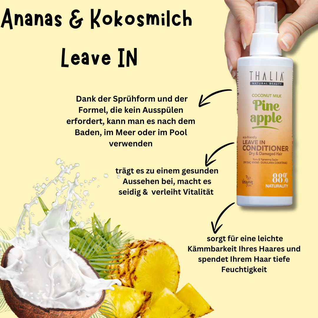 Sugarcane Ananas & Kokosnussmilch-Extrakt Leave-In Conditioner - für trockenes & strapaziertes Haar 200ml