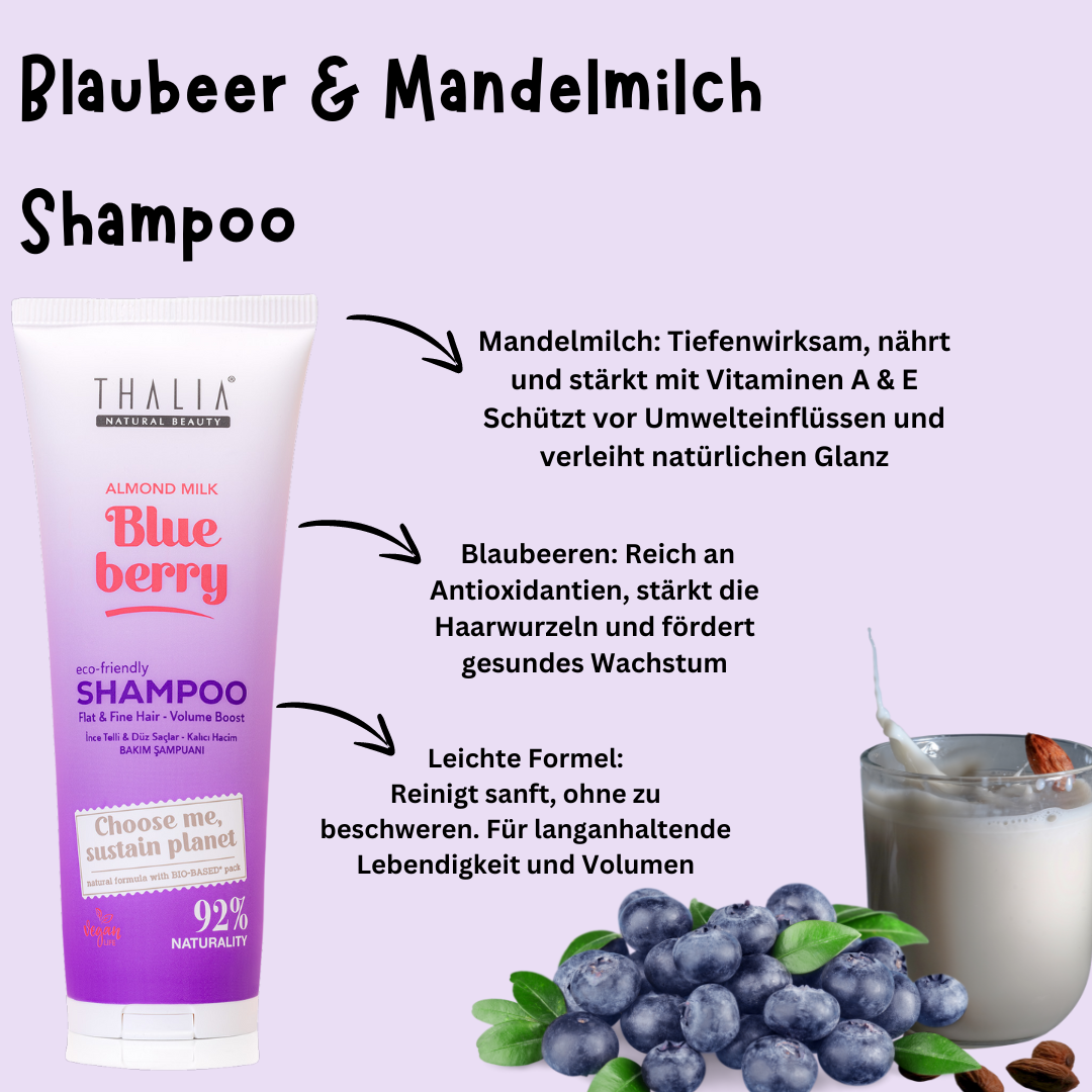 Sugarcane Mandelmilch & Blaubeere-Extrakt Shampoo - für feines & glattes Haar 250ml