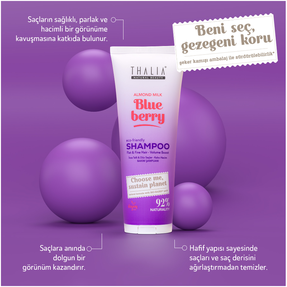 Sugarcane Mandelmilch & Blaubeere-Extrakt Shampoo - für feines & glattes Haar 250ml