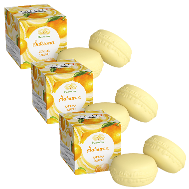 SparSet - 3x Macaron Seife Satsuma (Mandarin) à 100g