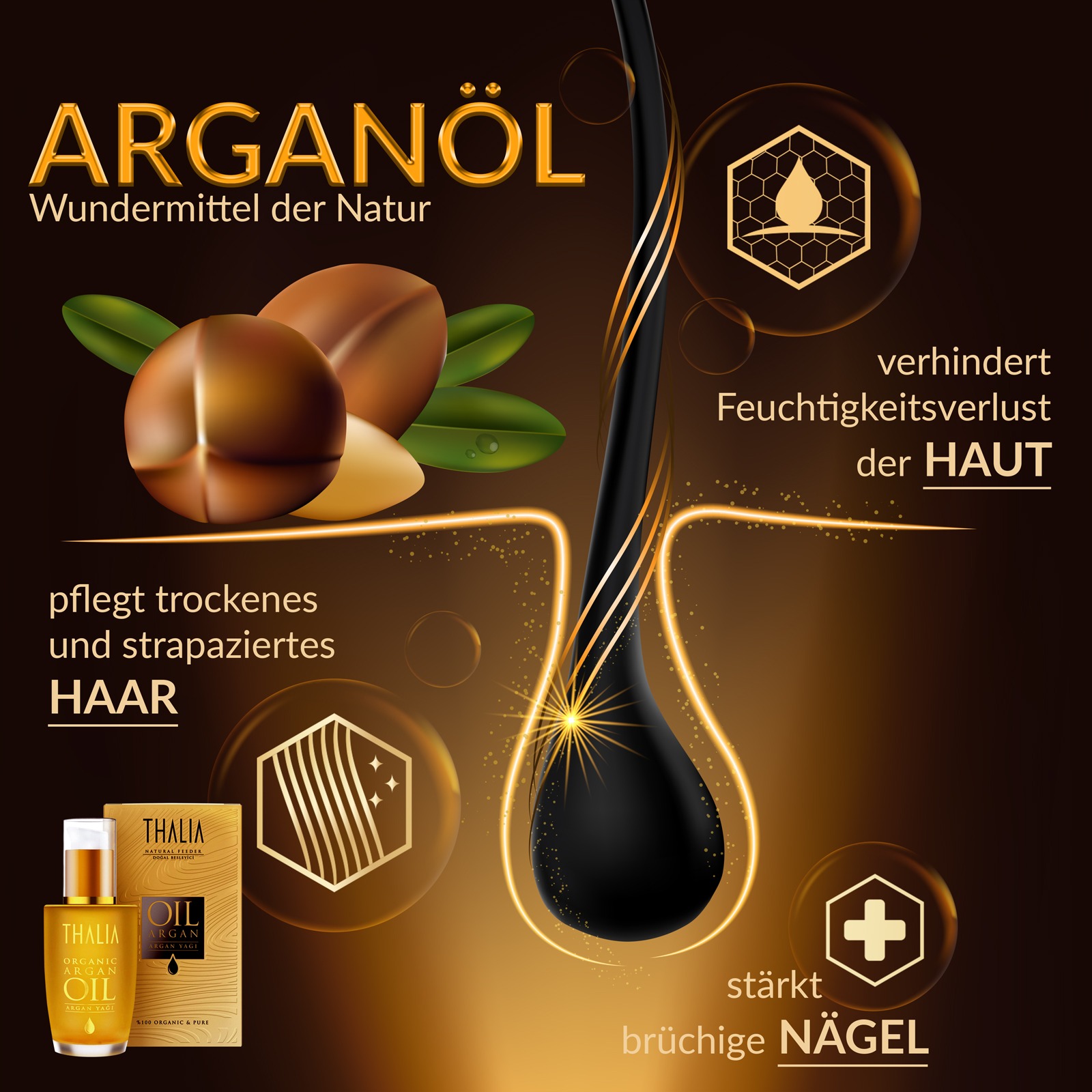 Bio-Arganöl 100% nativ, kaltgepresst 50ml