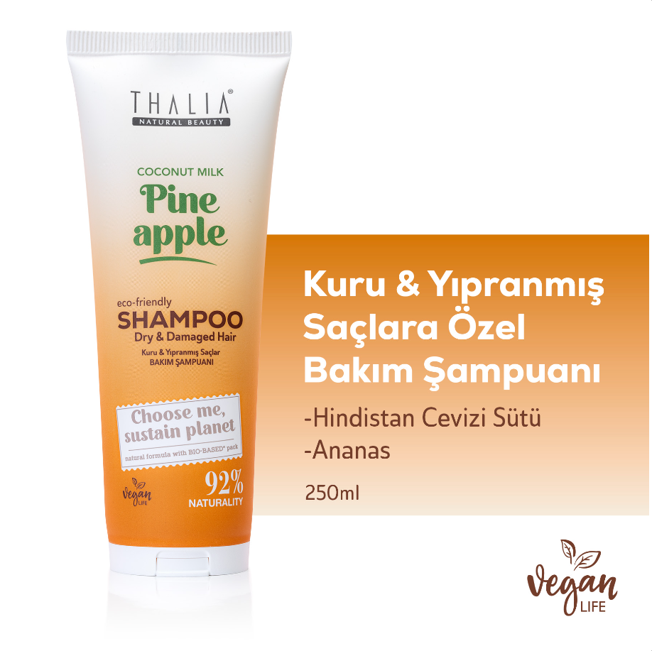 Ananas & Kokosnussmilch-Extrakt Shampoo - für trockenes & strapaziertes Haar 250ml