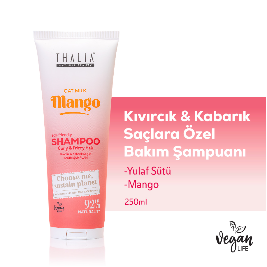 Hafermilch & Mango-Extrakt Shampoo - für lockiges & voluminöses Haar 250ml